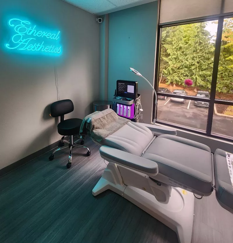 ethereal aesthetics treatment room neon sign
